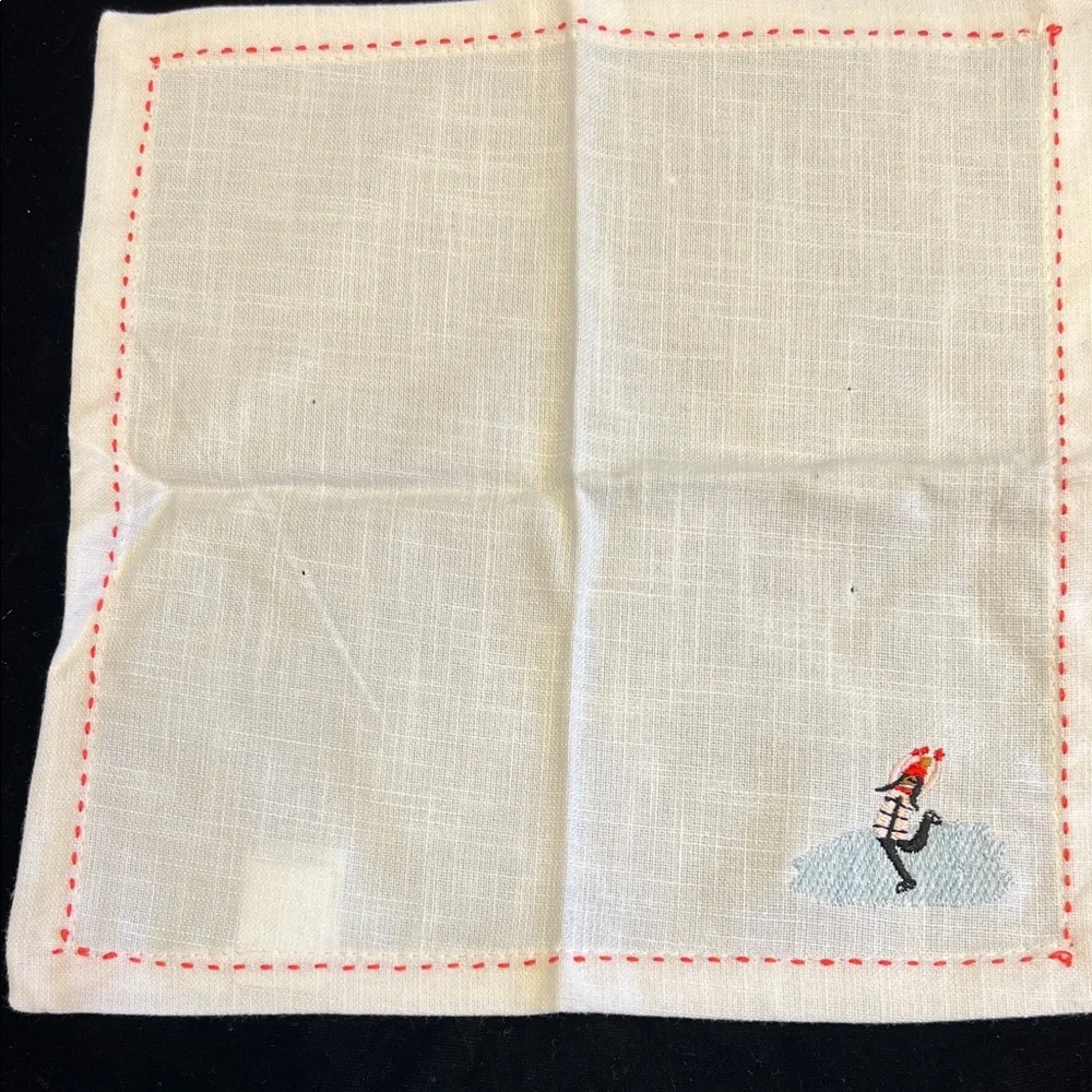 Winter Sports Embroidered Cocktail Napkins (x6)